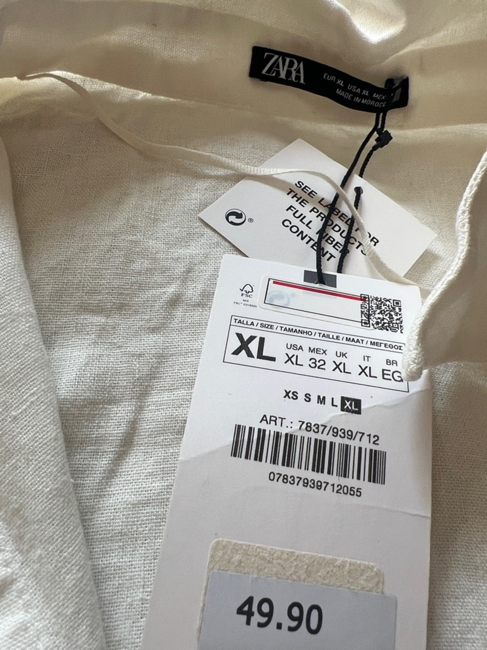 Zara White Button-Front Shirt Dress with Waist Tie - Picture 5 of 6